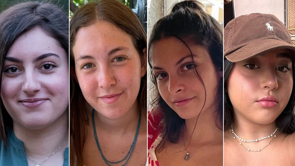 A combination picture shows Israeli hostages Karina Ariev, Naama Levy, Daniela Gilboa and Liri Albag